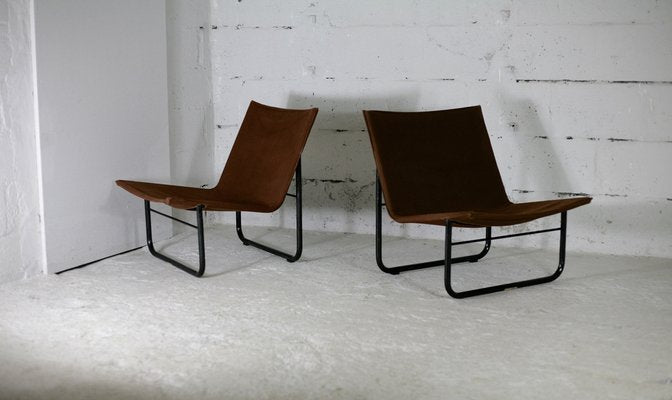 Steel and Canvas Chocolate Chairs from Kebe, Denmark, 1975s, Set of 2-MAO-1194103