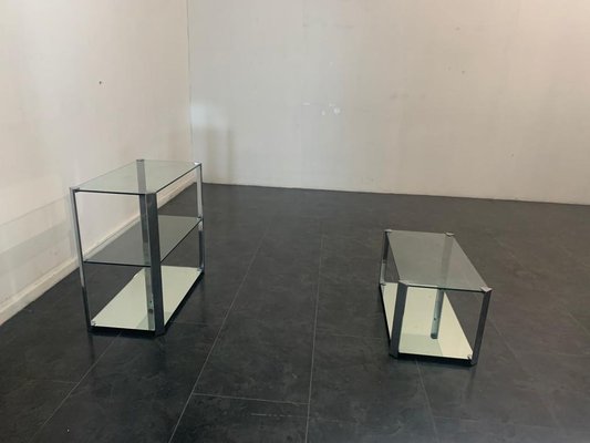 Steel and Crystal Coffee Tables from Cidue, 1970s, Set of 2-IJR-1075374