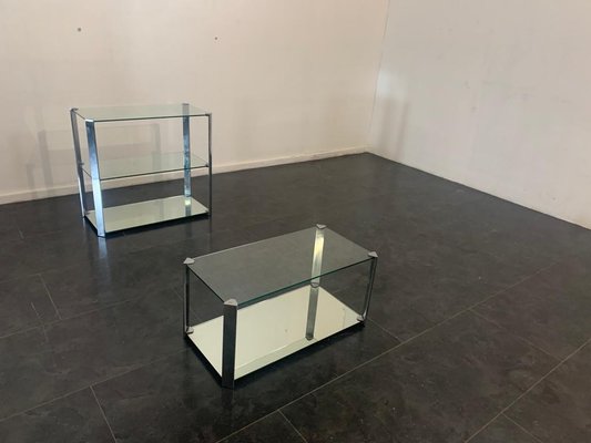 Steel and Crystal Coffee Tables from Cidue, 1970s, Set of 2-IJR-1075374