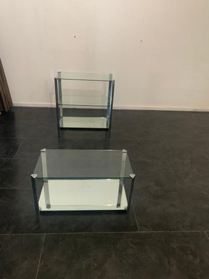 Steel and Crystal Coffee Tables from Cidue, 1970s, Set of 2-IJR-1075374