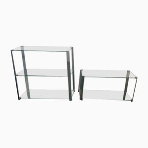 Steel and Crystal Coffee Tables from Cidue, 1970s, Set of 2-IJR-1075374