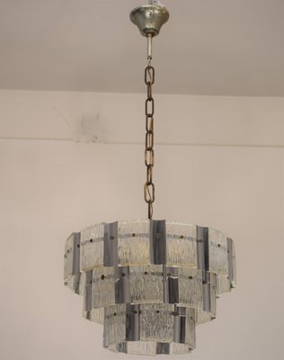 Steel and Glass Chandelier, Italy, 1970s-AOL-1359659