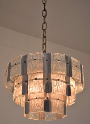 Steel and Glass Chandelier, Italy, 1970s-AOL-1359659