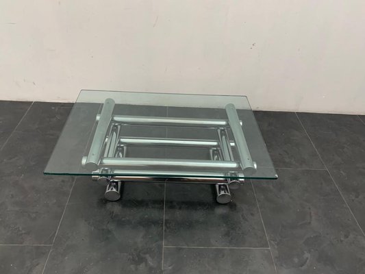 Steel and Glass Coffee Table, 1970s-IJR-1077265