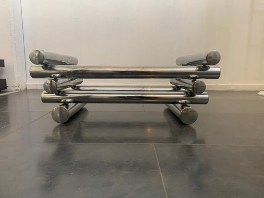 Steel and Glass Coffee Table, 1970s-IJR-1077265