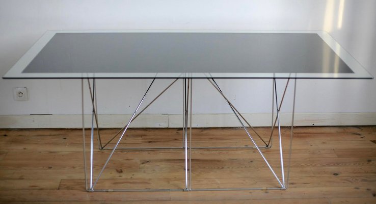 Steel and Glass Dining Table by Max Sauze for Max Sauze Studio, 1970s-MAO-549136