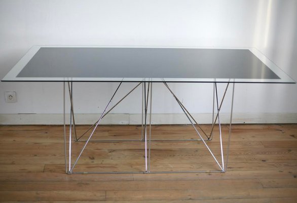 Steel and Glass Dining Table by Max Sauze for Max Sauze Studio, 1970s-MAO-549136