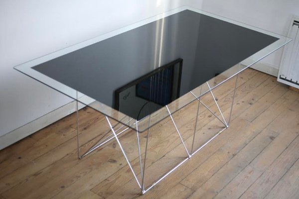 Steel and Glass Dining Table by Max Sauze for Max Sauze Studio, 1970s-MAO-549136