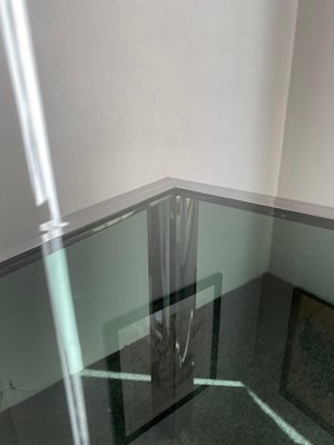 Steel and Glass Square Dining Table, 1970s-GTS-1150679