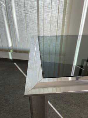 Steel and Glass Square Dining Table, 1970s-GTS-1150679