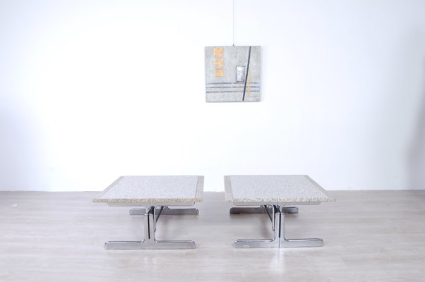 Steel and Granite Coffee Tables by Ammannati & Vitelli for Bruno Brunati, 1970s, Set of 2-XSG-687799