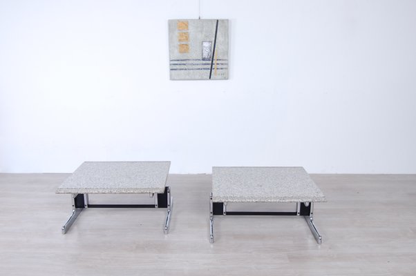 Steel and Granite Coffee Tables by Ammannati & Vitelli for Bruno Brunati, 1970s, Set of 2-XSG-687799