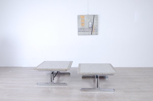 Steel and Granite Coffee Tables by Ammannati & Vitelli for Bruno Brunati, 1970s, Set of 2-XSG-687799