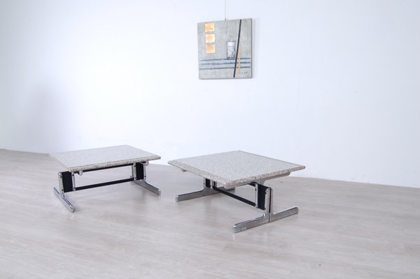 Steel and Granite Coffee Tables by Ammannati & Vitelli for Bruno Brunati, 1970s, Set of 2-XSG-687799