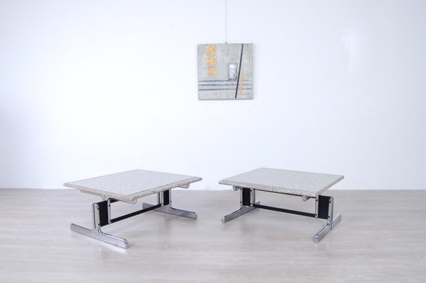 Steel and Granite Coffee Tables by Ammannati & Vitelli for Bruno Brunati, 1970s, Set of 2-XSG-687799