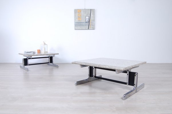 Steel and Granite Coffee Tables by Ammannati & Vitelli for Bruno Brunati, 1970s, Set of 2-XSG-687799