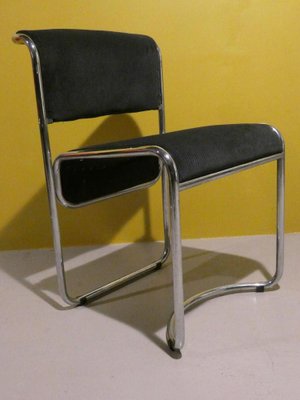 Steel and Gray Velvet Dining Chairs, Italy, 1970s, Set of 4-ERB-1750213