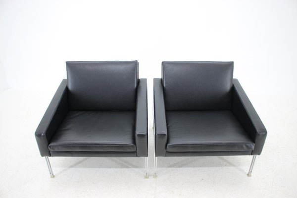 Steel and Leather Armchairs by Wolfgang Herren for Lübke, Germany, 1960s, Set of 2-TZ-639579