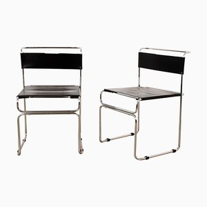 Steel and Leather Chairs by Giovanni Carini for Planula, Italy, 1970s, Set of 2-JDR-1126285