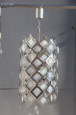 Steel and Murano Glass Ceiling Lamp, 1970s-EH-563814