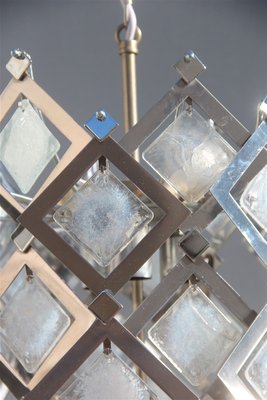 Steel and Murano Glass Ceiling Lamp, 1970s-EH-563814