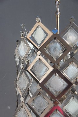 Steel and Murano Glass Ceiling Lamp, 1970s-EH-563814