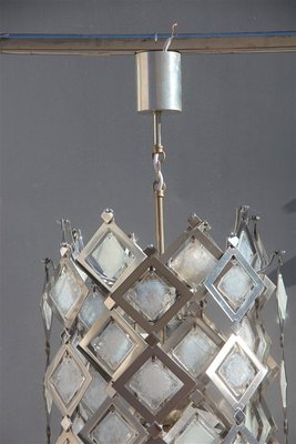 Steel and Murano Glass Ceiling Lamp, 1970s-EH-563814