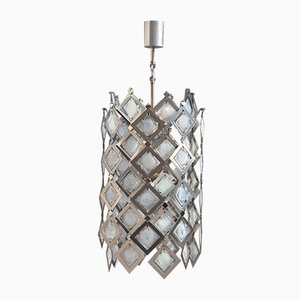 Steel and Murano Glass Ceiling Lamp, 1970s-EH-563814