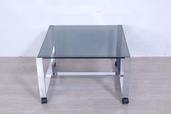 Steel and Smoke Glass Coffee Table, 1970s-XSG-1304826