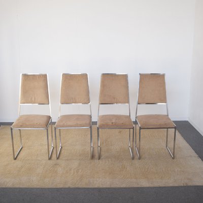 Steel and Suede Chairs, 1970s, Set of 2-JQO-1320704