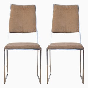 Steel and Suede Chairs, 1970s, Set of 2-JQO-1320704