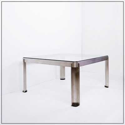 Steel and Thick Crystal Coffee Table T113 attributed to Osvaldo Borsani for Tecno, 1970s-NYF-2024129