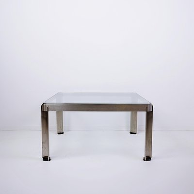 Steel and Thick Crystal Coffee Table T113 attributed to Osvaldo Borsani for Tecno, 1970s-NYF-2024129