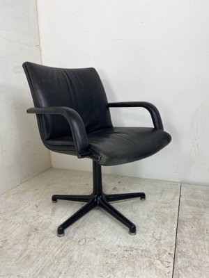 Steel Artifort Desk Chair in Black Leather by Geoffrey Harcourt, 1970s-DE-1181223