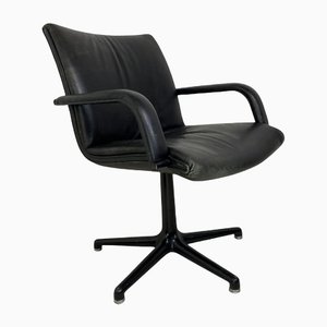 Steel Artifort Desk Chair in Black Leather by Geoffrey Harcourt, 1970s-DE-1181223