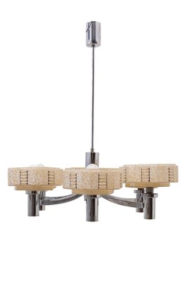 Steel Ceiling Lamp with Glass Shades, 1950s-UJE-632718