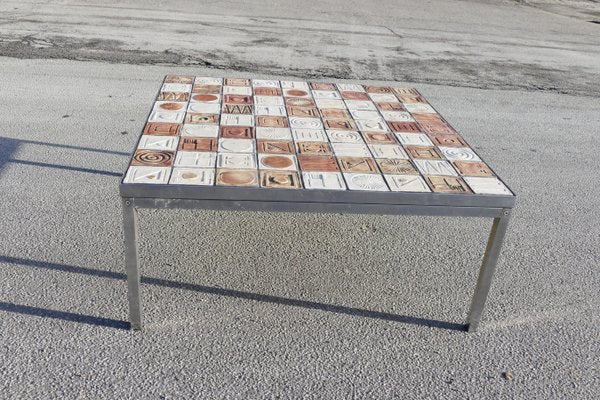 Steel & Ceramic Sofa Table, 1970s-MXB-1240006