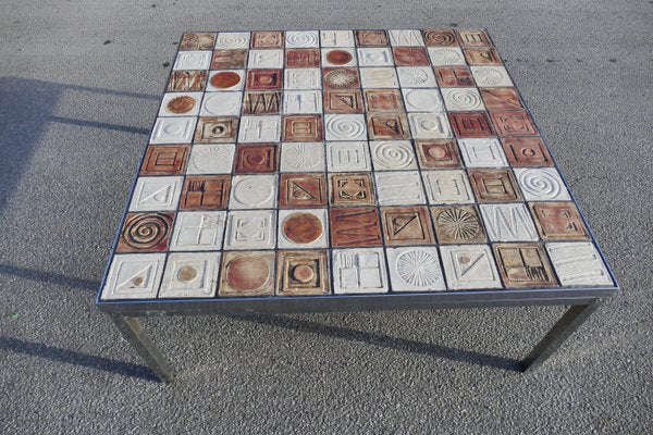 Steel & Ceramic Sofa Table, 1970s-MXB-1240006