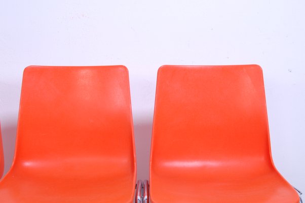 Steel Chairs and Orange Plastic Session Stackable from Wesifa, Set of 3-XSG-1329207