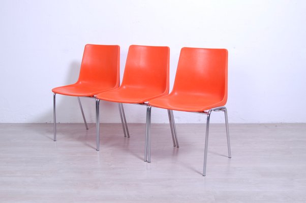 Steel Chairs and Orange Plastic Session Stackable from Wesifa, Set of 3-XSG-1329207