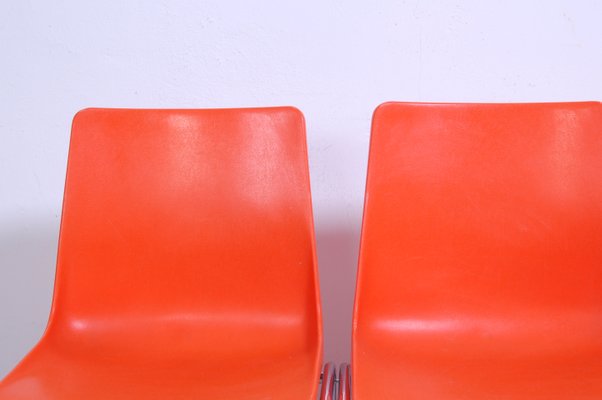 Steel Chairs and Orange Plastic Session Stackable from Wesifa, Set of 3-XSG-1329207