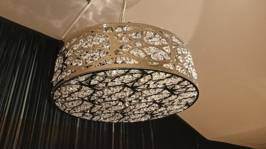 Steel & Crystal Cilindro Orrizontale Arabesque 10 Ceiling Lamp from Vgnewtrend