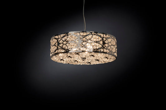 Steel & Crystal Cilindro Orrizontale Arabesque 12 Ceiling Lamp from Vgnewtrend