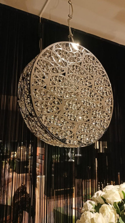 Steel & Crystal Cilindro Verticale Arabesque 10 Ceiling Lamp from Vgnewtrend