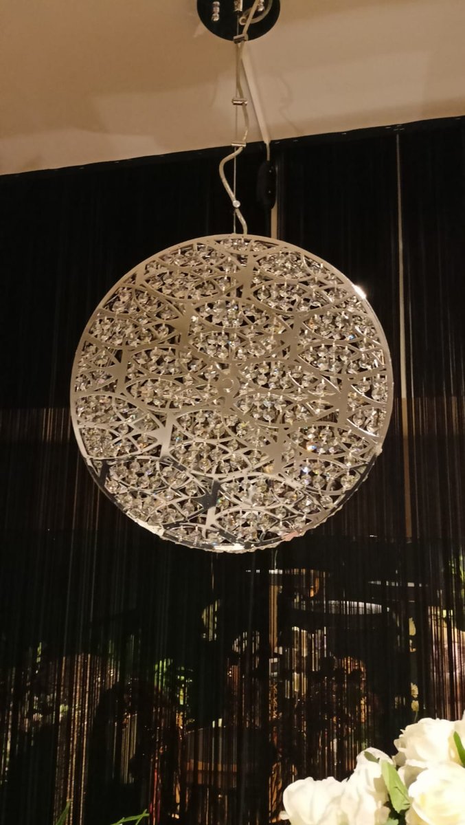 Steel & Crystal Cilindro Verticale Arabesque 20 Ceiling Lamp from Vgnewtrend