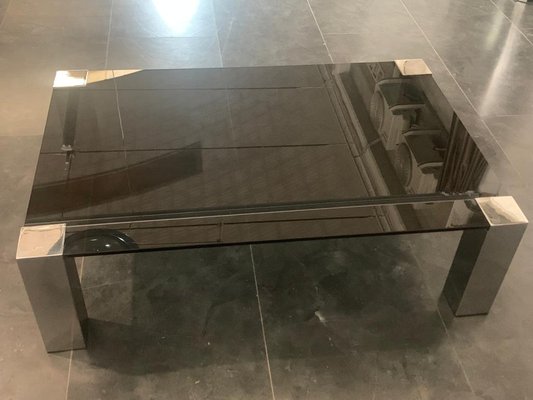 Steel & Crystal Coffee Table from Cidue, 1970s-IJR-1359245