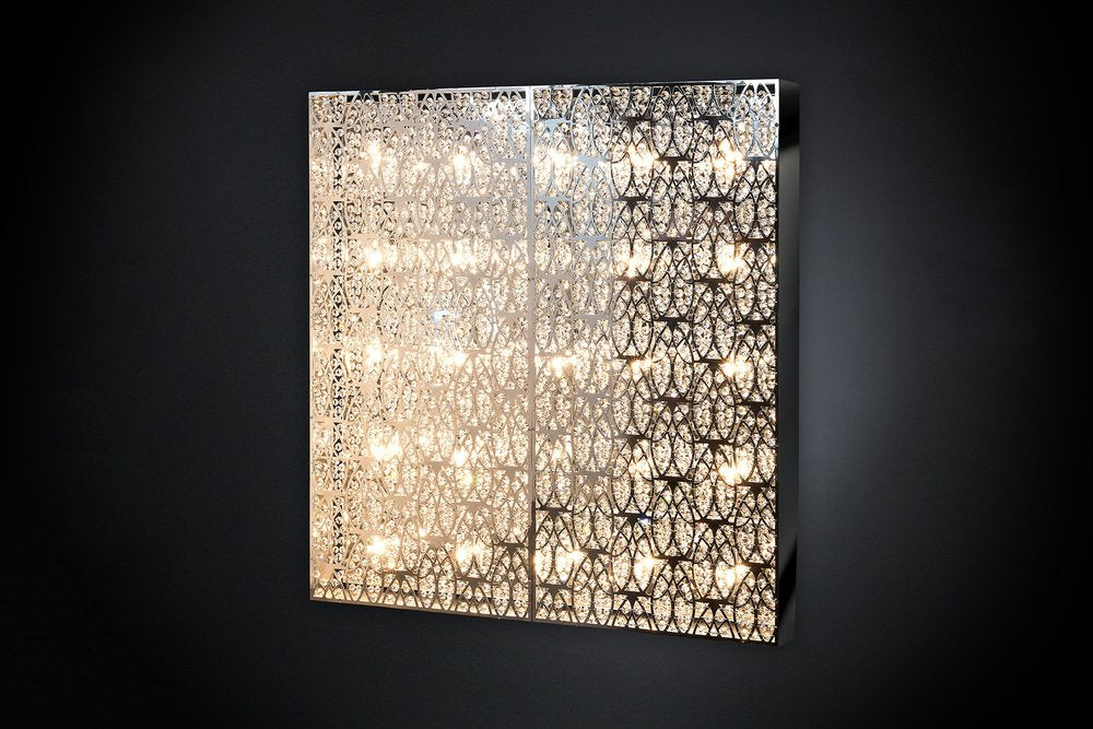 Steel & Crystal Domino Square Arabesque 100 Da Parete Lamp from Vgnewtrend