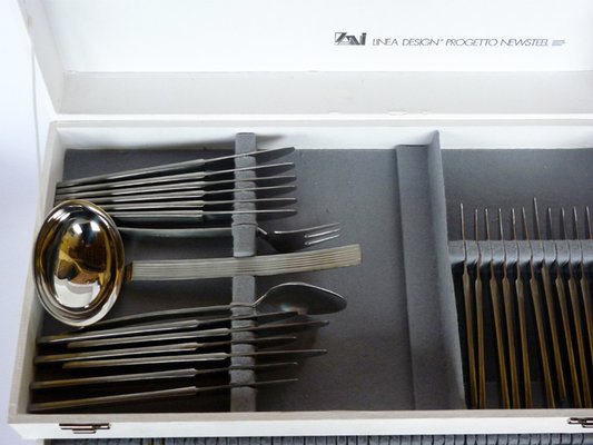 Steel Cutlery by Nencioni Moleri for Design Zani, 1960s, Set of 75-KGD-1807115