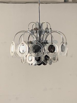 Steel Disc Chandelier in Melted Glass, 1970s-IJR-1080788