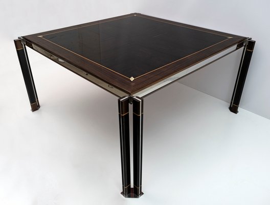 Steel & Inlaid Wood Dining Table by Paolo Barracchia for Roman Deco, 1978-FER-1179117